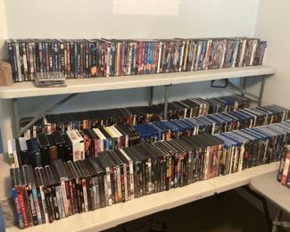 Over 1000 movies, DVDs and VHS tapes