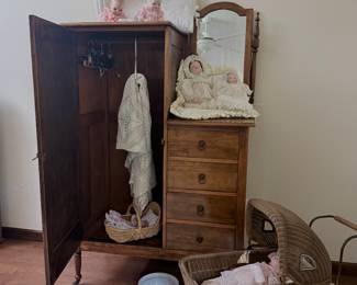 antique doll or baby stroller