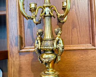 pair of Victorian gold candelabras, share five candle, candelabra exquisite