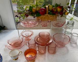 pink depression, glass Several  pieces