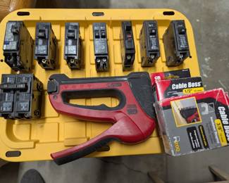 Electrical breakers, tools and materials.  Still available. 