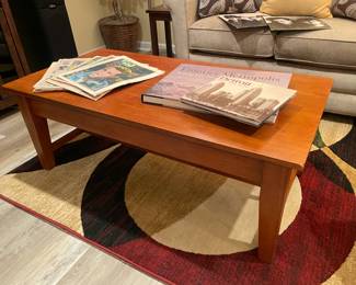 Area Rug, Wooden Coffee Table