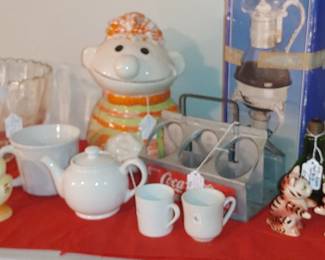 Tons of goodies in the kitchen Coca-Cola carrier salt and pepper shakers and more