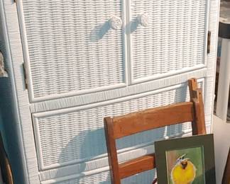 White wicker cabinet
