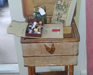 Antique bamboo and Rattan sewing box