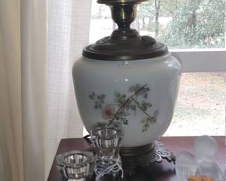 Beautiful antique lamps kerosene that it's been electrified