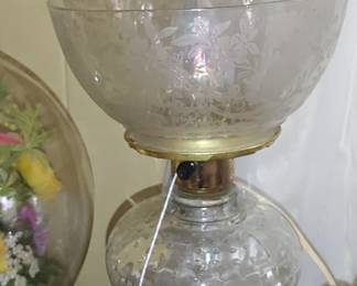 Beautiful care saying lamp with etched shade