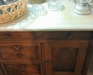 Antique marble top chest