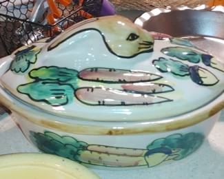 Majolica rabbit server soup or casserole