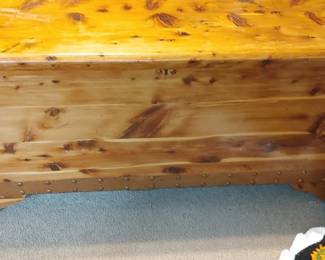 Antique Americana Revival Hand Crafted Cedar Chest With Brass Banding