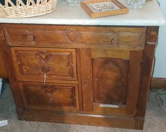 Gorgeous Walnut Victorian carved chest marble top
