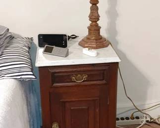 Mahogany marble top end table