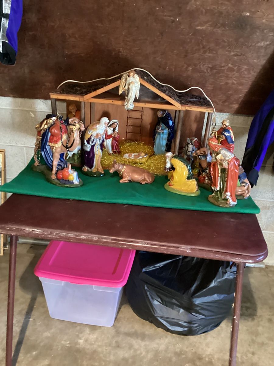 50 yr. old handmade lighted nativity