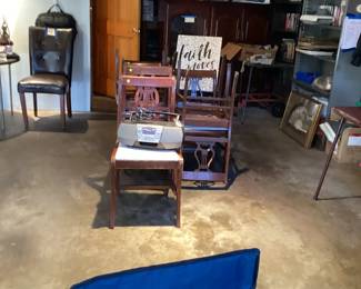Duncan Phyfe chairs, records, CD's Boom Boxes, Cherry Cabinet
