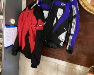 Two of Three Motorcycle Jackets - other is black