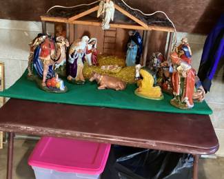 50 yr. old handmade lighted nativity