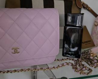 Chanel limited edition caviar lilac wallet on chain burberry wristlet