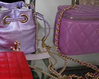 Burberry Jimmy Choo metallic purple evening bag