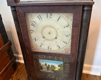 Antique Clock w/ Revese Painting on Glass