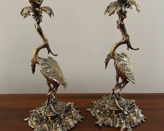 Candle Holders - Crane Standing on a Tortoise