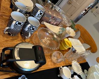 Mugs, Waffle Iron, Candlewick Bowl w/ Underplate