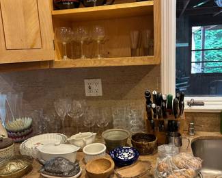 Kitchenwares, Turtle Covered Butter Dish, Knives