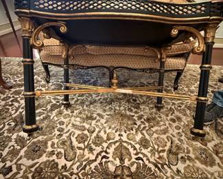 Maitland-Smith Tea Table with Gallery and Brass Cross Stretchers