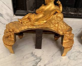 Pair Antique Gilt Bronze Chenets