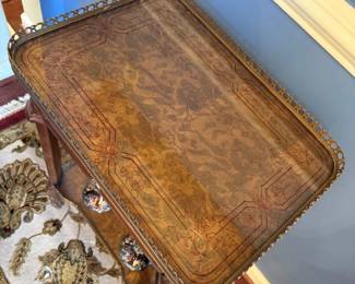 Theodore Alexander Two-Tier Table with Brass Gallery