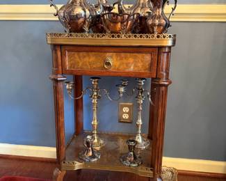 Theordore Alexander Two-Tier Table with Brass Gallery