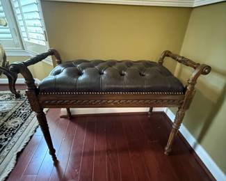 Maitland-Smith Storage Bench with Leather Top