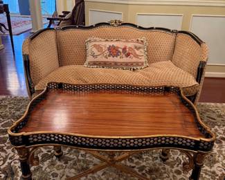 Maitland-Smith Tea Table with Gallery and Brass Cross Stretchers