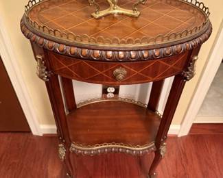 Maitland-Smith Oval Table with Brass Gallery