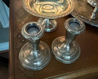 Sterling Compote and Candlesticks