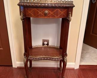 Maitland-Smith Oval Table with Brass Gallery