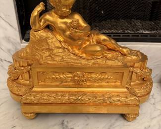 Pair Antique Gilt Bronze Chenets