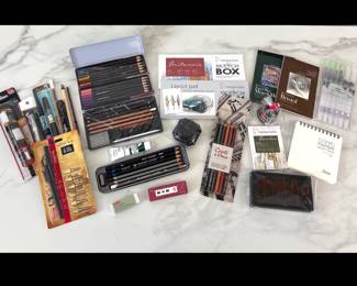 Lot 8121 Art Supplies Sketch Pads Colored Pencils Paint Brushes Paints Etc