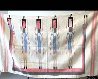Lot 8148 Vintage Navajo Yei Wool Rug Tapestry Textile