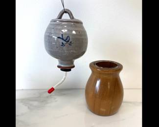 Lot 8079 Myrtlewood Vase Studio Pottery by Owens Bird Feeder