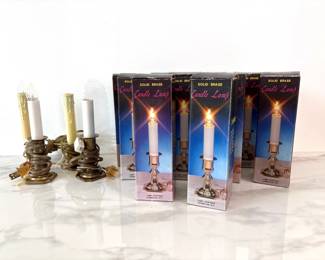 Lot 8082 Vintage Variety Electric Candle Lamps with Solid Brass Base