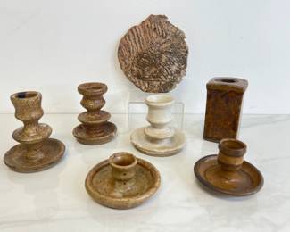 Lot 8091 Rock Creek NC Studio Pottery Candlesticks More