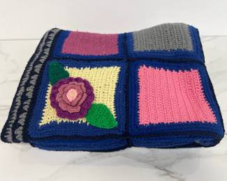 Lot 8036 Vintage Crocheted Afghan Blanket