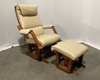 Lot 8668 Dutalier MCM Style Rocking Arm Chair with Ottoman