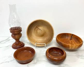 Lot 7987 Hand Turned Wood Bowls Candle Holder