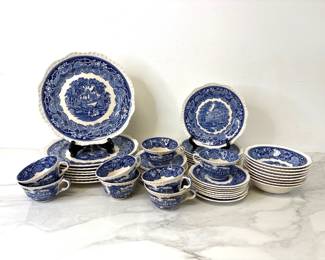 Lot 7916 Masons Patent Ironstone Vista Blue Transferware Porcelain China