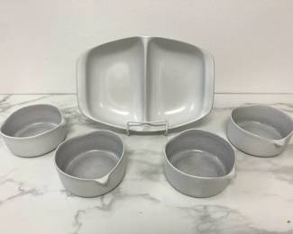 Lot 7988 Vintage Bennington Pottery Soup Bowls Divided Server