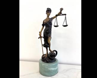 Lot 7953 Vintage Lady Justice Bronze Statue on Marble Base