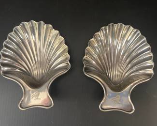 Lot 7968 Vintage Tiffany Co Sterling Silver Scallop Shell Trinket Dishes