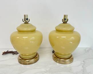 Lot 8031 Pair Vintage Glass Table Lamps