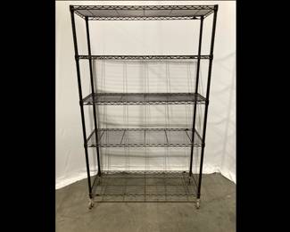 Lot 8652 Black Wire Metal Metro Storage Shelf Rack on Casters